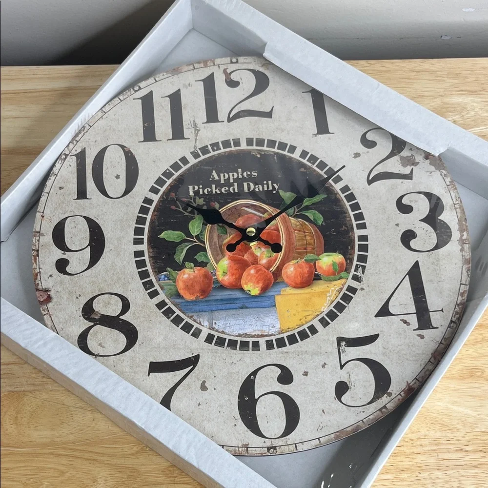 Rustic Wall Clock with Fruit Design